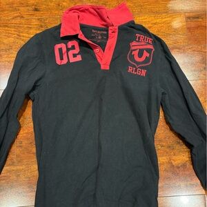 True Religion Black and Red Long Sleeve Shirt